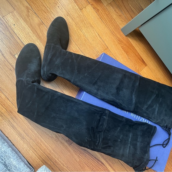 Stuart Weitzman Lowland Boots 8.5 Black Suede - Picture 16 of 16